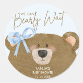 Blue Teddy wir können frühzeitig abwarten Baby Dus Runder Aufkleber (Vorderseite)