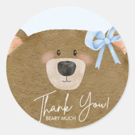 Blue Teddy wir können frühzeitig abwarten Baby Dus Runder Aufkleber