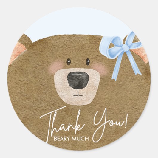 Blue Teddy wir können frühzeitig abwarten Baby Dus Runder Aufkleber (Vorderseite)