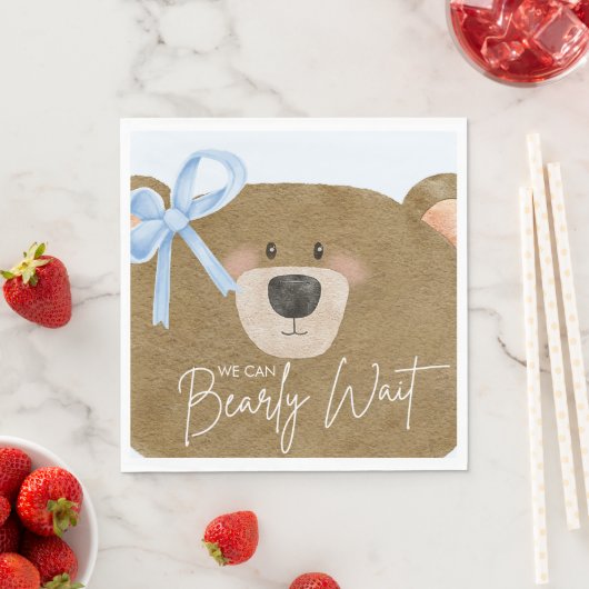 Blue Teddy wir können frühzeitig abwarten Baby Dus Serviette (Beispiel)