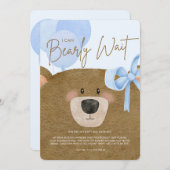 Blue Teddy wir können frühzeitig abwarten Twins Ba Dankeskarte (Vorne/Hinten)