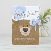 Blue Teddy wir können frühzeitig abwarten Twins Ba Dankeskarte (Stehend Vorderseite)