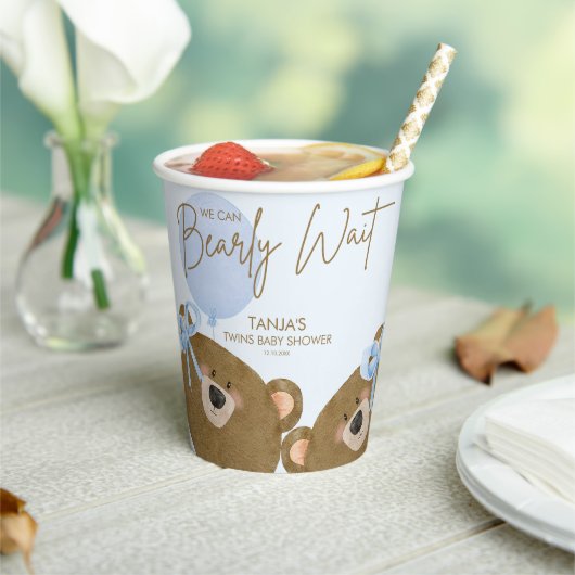 Blue Teddy wir können frühzeitig abwarten Twins Ba Pappbecher (In Situ)