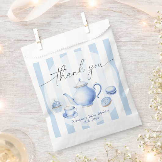Blue Tee Party Baby Dusche Danke Geschenktütchen (Ausgeschnitten)