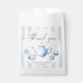 Blue Tee Party Baby Dusche Danke Geschenktütchen (Vorderseite)