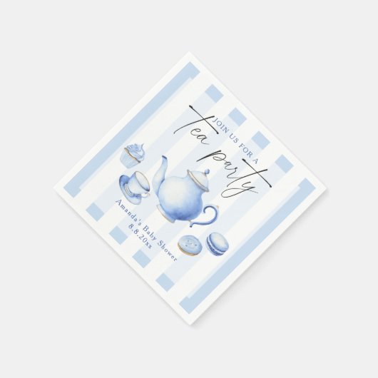 Blue Tee Party Baby Dusche Serviette (Ecke)
