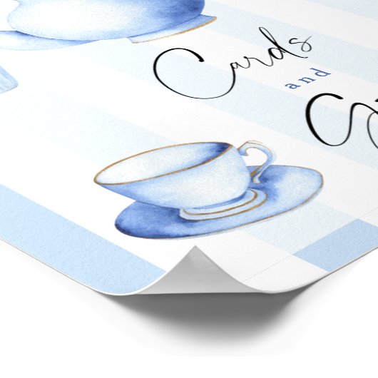 Blue Tee Party Babydusche Karten und Geschenke Poster (Ecke)