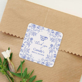 Blue Tee Party Brautparty Vielen Dank Quadratischer Aufkleber