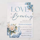 Blue Tee Party Liebe Braut Brautparty Einladung (Vorne/Hinten)