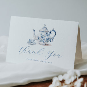 Blue Tee Party Vielen Dank Note Card Dankeskarte