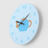 Blue Teekanne Bild auf Blue Stripes. Große Wanduhr (Winkel)