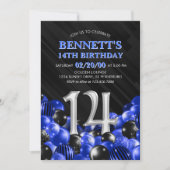 Blue Teen Boy 14. Geburtstag Einladung (Vorderseite)