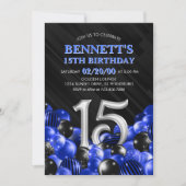 Blue Teen Boy 15. Geburtstag Einladung (Vorderseite)