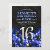 Blue Teen Boy 16. Geburtstag Einladung (Vorderseite)
