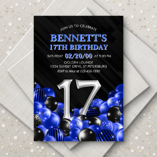 Blue Teen Boy 17. Geburtstag Einladung