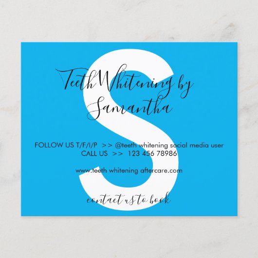 Blue Teeth Whitening Aftercare Instruction Tipp (Vorderseite)