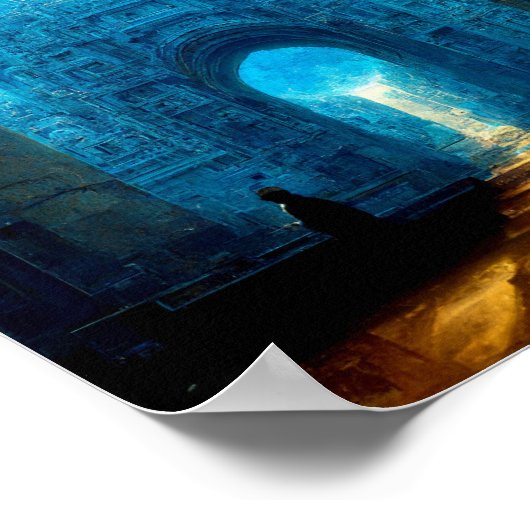 Blue Tempel Fantasy Science Fiction Poster (Ecke)