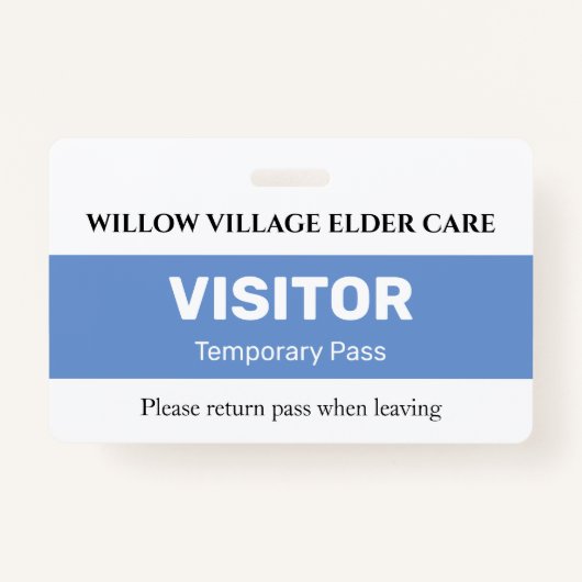 Blue Temporary Visipass for Hospital Care Zuhause Ausweis (Vorderseite)
