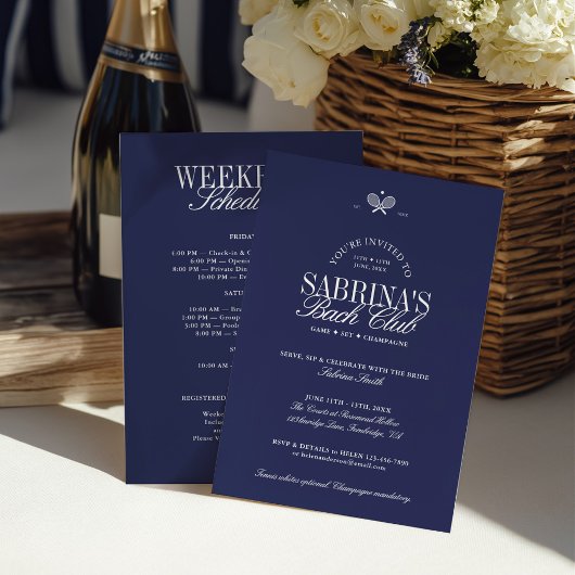 Blue Tennis Bachelorette Einladung