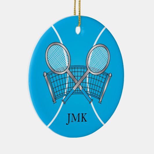 Blue Tennis Ball | Personalisieren Keramik Ornament (Rechts)
