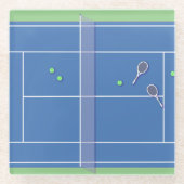 Blue Tennis Court Modern Tennis Player Glasuntersetzer (Vorderseite)