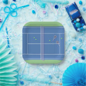 Blue Tennis Court Modern Tennis Player Pappteller (Party)