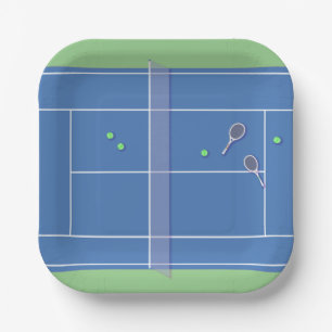 Blue Tennis Court Modern Tennis Player Pappteller