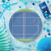 Blue Tennis Court Modern Tennis Player Pappteller (Party)