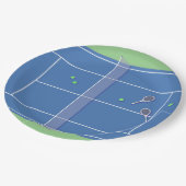 Blue Tennis Court Modern Tennis Player Pappteller (Schrägansicht)