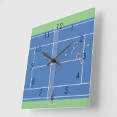 Blue Tennis Court Modern Tennis Player Quadratische Wanduhr (Winkel)