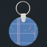 Blue Tennis Court Modern Tennis Player Schlüsselanhänger<br><div class="desc">Personalisiertes klassisches Tennisgelände-Design in Blau mit klassischen, schicken, prächtigen und eleganten Tennisschlägern und grünen Tennisbällen. Einfaches, minimalistisches Geschenk für Ihren Tennistrainer oder Ihr Tennisteam. Personalisiertes Geschenk für einen Tennisspieler. Blue Tennis Court Illustration. Trendy Tennisspieler Wohngestaltung. Moderne Tennisspielgeschenke. Cooles Retro-Geschenk für Ihren Tennistrainer oder das Tennisteam der Schule! Tennis Hochzeitsvorstellungen. Tennisgeschenk...</div>
