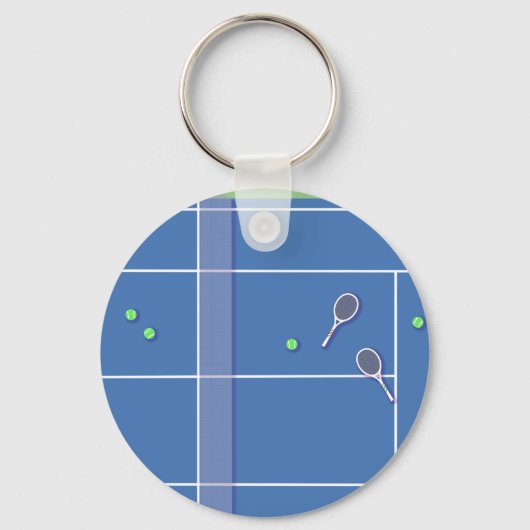 Blue Tennis Court Modern Tennis Player Schlüsselanhänger (Vorderseite)