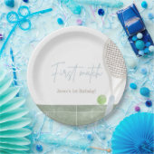 Blue Tennis First Birthday Boy Preppy Classic  Pappteller (Party)