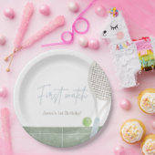 Blue Tennis First Birthday Boy Preppy Classic  Pappteller (Party)