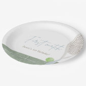 Blue Tennis First Birthday Boy Preppy Classic  Pappteller (Schrägansicht)