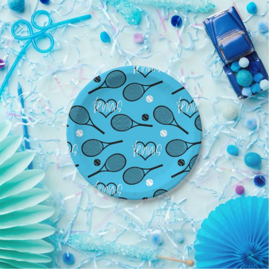 Blue Tennis Party, individuell anpassbar Pappteller (Party)