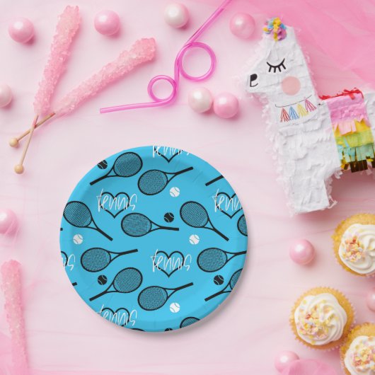 Blue Tennis Party, individuell anpassbar Pappteller (Party)