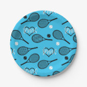 Blue Tennis Party, individuell anpassbar Pappteller (Vorderseite)