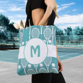 Blue Tennis Racket Muster Monogram Tote Bag Tasche
