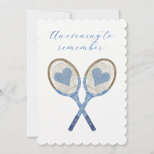 Blue Tennis Rackets mit Herzbeschwörung Einladung