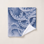 Blue Tentacles Monochrome Badhandtuch Set (Waschlappen)