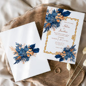 Blue Terracotta Classic Hochzeit Einladung