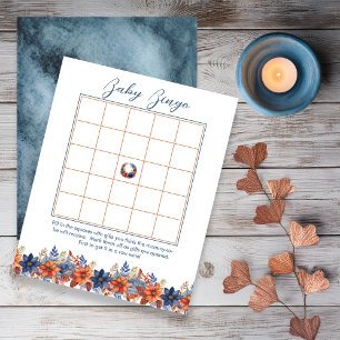 Blue Terracotta Fall Floral Baby Dusche Bingo