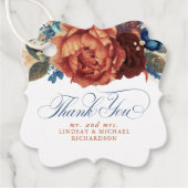 Blue Terracotta Floral Wedding Vielen Dank Geschenkanhänger (Vorderseite)