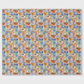 Blue Terracotta Kaffee Caffes Abstrakte Wasserfarb Geschenkpapier (Flach)