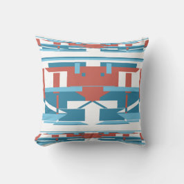 Blue Terracotta Red White Southwest Look Mosaik Kissen