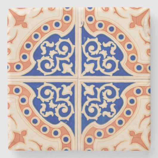 Blue Terracotta Spanish Tile Steinuntersetzer (Vorderseite)