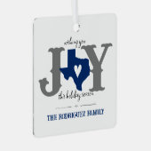 Blue Texas JOY Foto Holiday Ornament Aus Metall (Vorderseite Rechts)