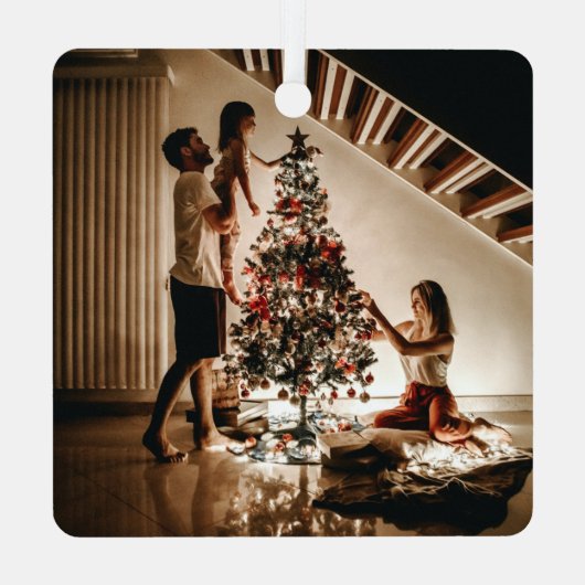 Blue Texas JOY Foto Holiday Ornament Aus Metall (Rückseite)