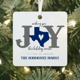 Blue Texas JOY Foto Holiday Ornament Aus Metall